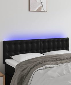 LED uzglavlje crno 144 x 5 x 78/88 cm od umjetne kože