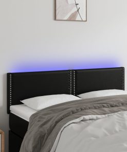 LED uzglavlje crno 144 x 5 x 78/88 cm od umjetne kože