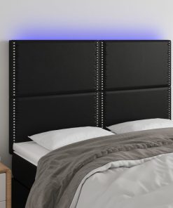 LED uzglavlje crno 144x5x118/128 cm od umjetna koža