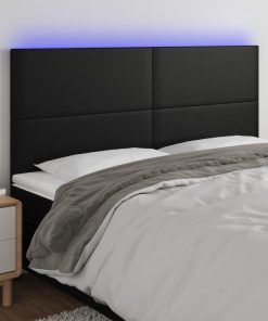 LED uzglavlje crno 200x5x118/128 cm od umjetne kože