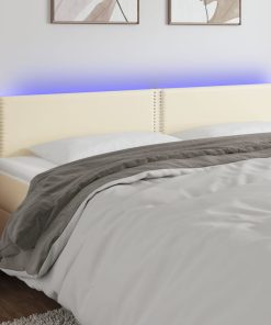 LED uzglavlje krem 200 x 5 x 78/88 cm od umjetne kože