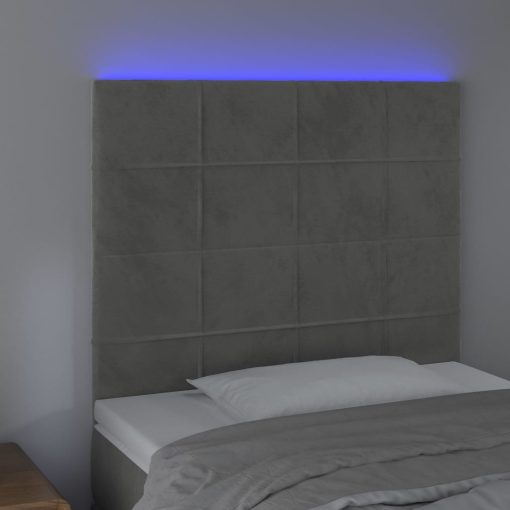 LED uzglavlje svjetlosivo 100x5x118/128 cm baršunasto - Slika 3