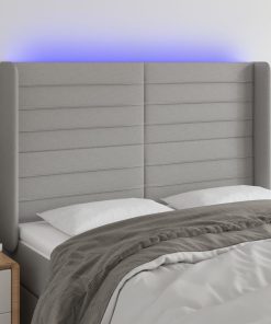 LED uzglavlje svjetlosivo 147 x 16 x 118/128 cm od tkanine