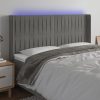 LED uzglavlje svjetlosivo 203 x 16 x 118/128 cm baršunasto