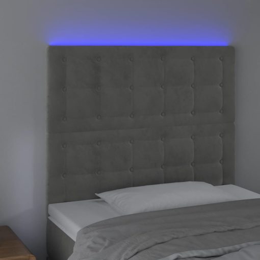 LED uzglavlje svjetlosivo 80x5x118/128 cm baršunasto - Image 3