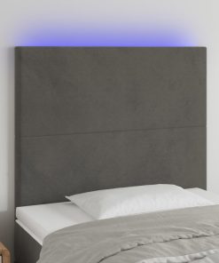 LED uzglavlje tamnosivo 100x5x118/128 cm baršunasto