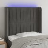 LED uzglavlje tamnosivo 103x16x118/128 cm baršunasto