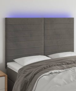 LED uzglavlje tamnosivo 144x5x118/128 cm baršunasto