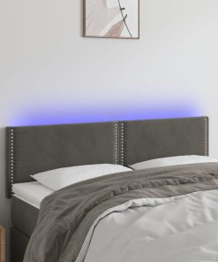 LED uzglavlje tamnosivo 144x5x78/88 cm baršunasto