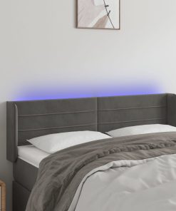 LED uzglavlje tamnosivo 147x16x78/88 cm baršunasto