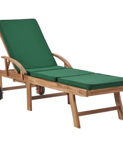 Ležaljke za sunčanje s jastucima 2 kom masivna tikovina zelene