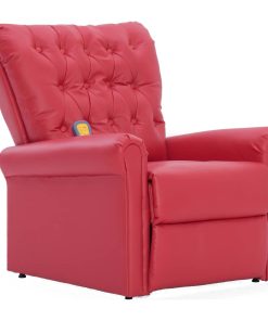 Masažna fotelja od umjetne kože crvena