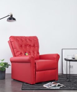 Masažna fotelja od umjetne kože crvena