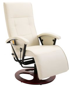 Masažna fotelja od umjetne kože krem bijela