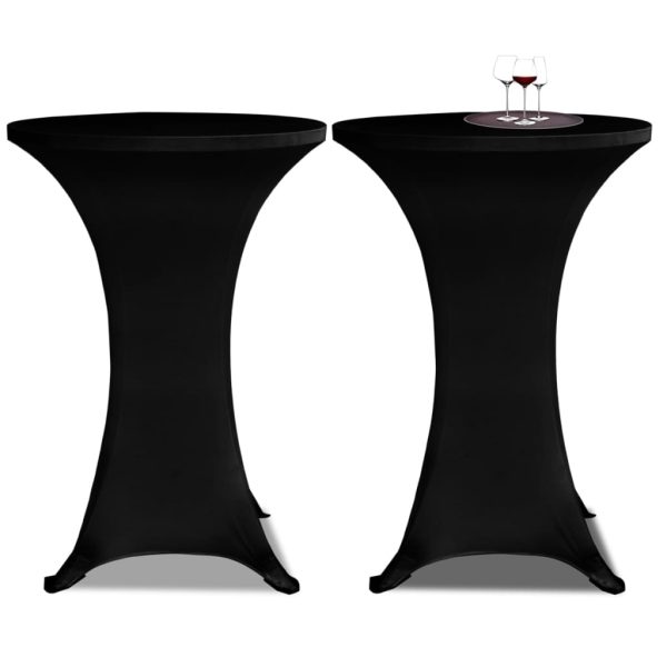 Navlaka za stol za stajanje Ø 70 cm crna rastezljiva 4 kom