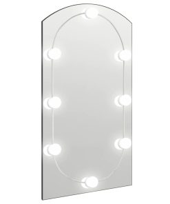 Ogledalo s LED svjetlima 90 x 45 cm stakleno u obliku luka