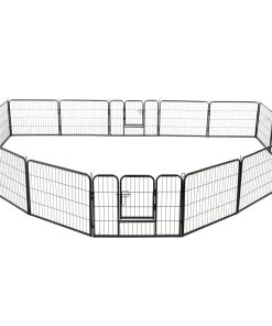 Ograda za pse sa 16 ploča od čelika 60 x 80 cm crna