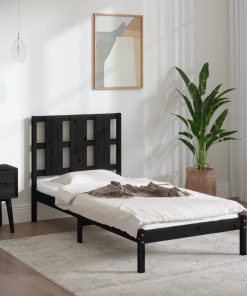 Okvir za krevet crni masivno drvo 90 x 190 cm 3FT jednokrevetni