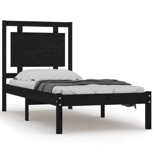 Okvir za krevet crni masivno drvo 90 x 190 cm 3FT jednokrevetni