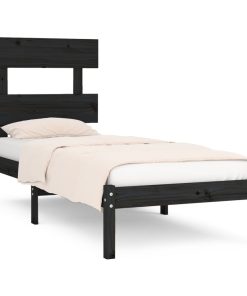 Okvir za krevet crni masivno drvo 90 x 190cm 3FT6 jednokrevetni