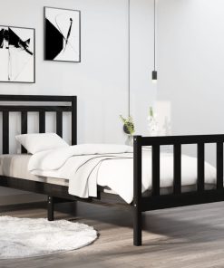 Okvir za krevet od masivnog drva crni 90 x 190 cm 3FT mali