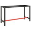 Okvir za radni stol mat crni i mat crveni 140x50x79 cm metalni