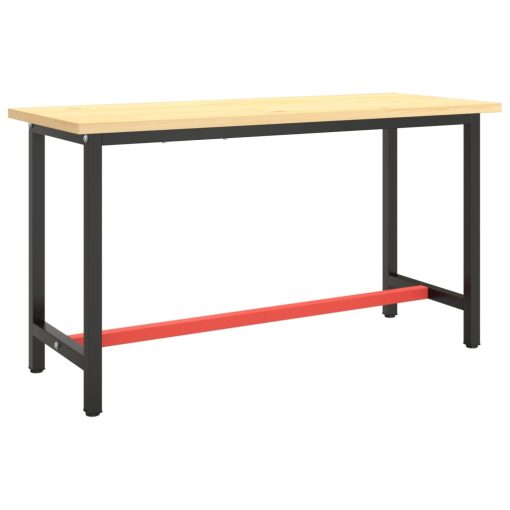 Okvir za radni stol mat crni i mat crveni 140x50x79 cm metalni