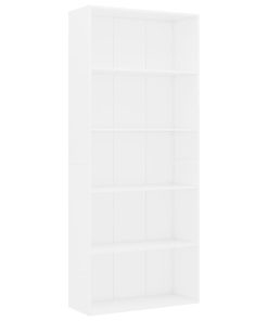 Ormarić za knjige s 5 razina bijeli 80 x 30 x 189 cm drveni