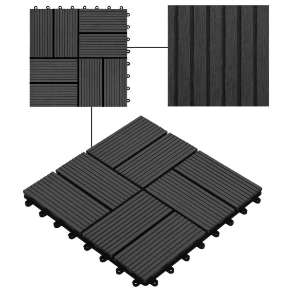 Pločice za trijem 22 kom 30 x 30 cm 2 m² WPC crne - Slika 4