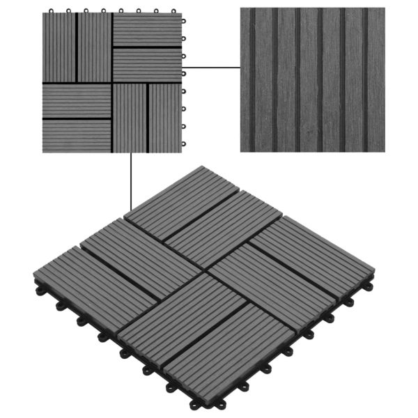 Pločice za trijem 22 kom 30 x 30 cm 2 m² WPC sive - Slika 4