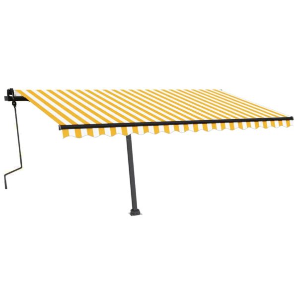 Samostojeća tenda na ručno uvlačenje 450 x 300 cm žuto-bijela - Image 4