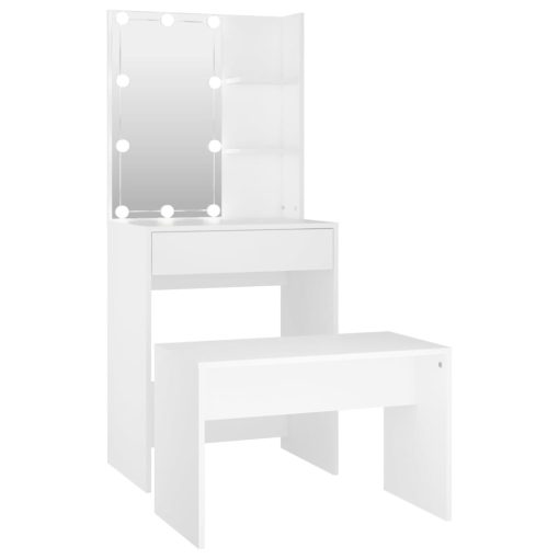 Set toaletnog stolića LED bijeli od konstruiranog drva