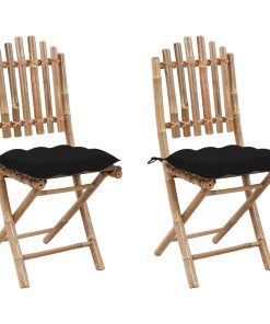 Sklopive vrtne stolice s jastucima 2 kom od bambusa
