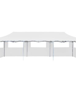 Sklopivi šator za zabave s 5 bočnih zidova 3 x 9 m bijeli