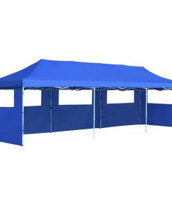 Sklopivi šator za zabave s 5 bočnih zidova 3 x 9 m plavi