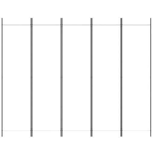 Sobna pregrada s 5 panela bijela 250 x 200 cm od tkanine - Image 3