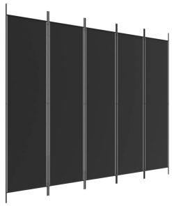 Sobna pregrada s 5 panela crna 250x200 cm od tkanine