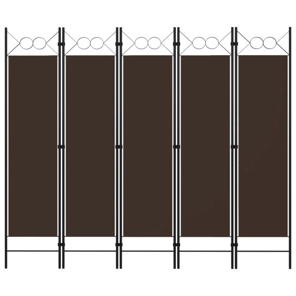 Sobna pregrada s 5 panela smeđa 200 x 180 cm