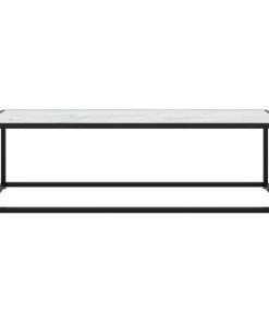 Stolić za kavu crni s bijelim mramornim staklom 120x50x35 cm