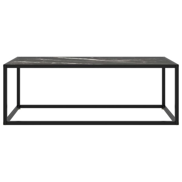 Stolić za kavu crni s crnim mramornim staklom 100 x 50 x 35 cm