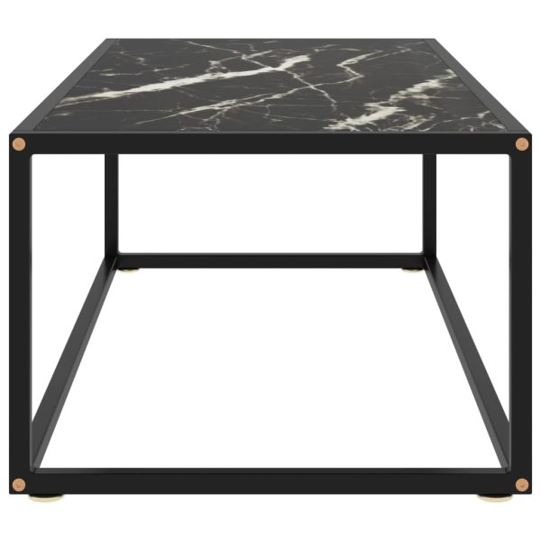 Stolić za kavu crni s crnim mramornim staklom 100 x 50 x 35 cm - Slika 3
