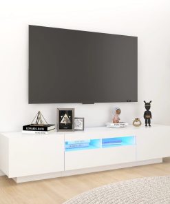 TV ormarić s LED svjetlima bijeli 180 x 35 x 40 cm