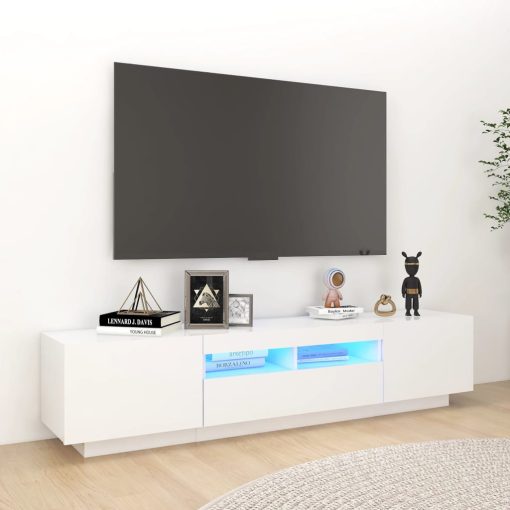 TV ormarić s LED svjetlima bijeli 180 x 35 x 40 cm