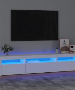 TV ormarić s LED svjetlima bijeli 195x35x40 cm