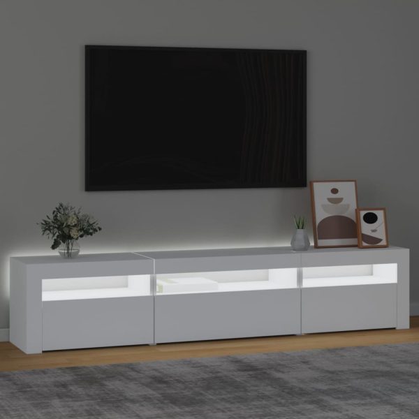 TV ormarić s LED svjetlima bijeli 195x35x40 cm - Image 3