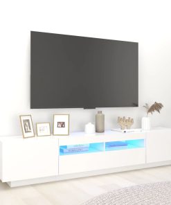 TV ormarić s LED svjetlima bijeli 200 x 35 x 40 cm