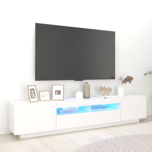 TV ormarić s LED svjetlima bijeli 200 x 35 x 40 cm