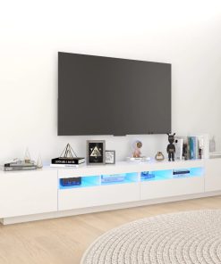 TV ormarić s LED svjetlima bijeli 260 x 35 x 40 cm