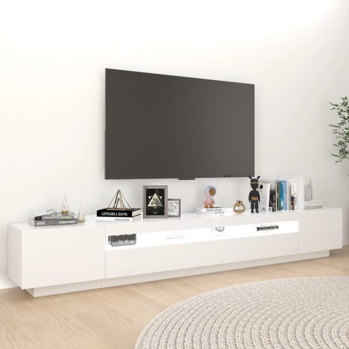 TV ormarić s LED svjetlima bijeli 260 x 35 x 40 cm - Image 3