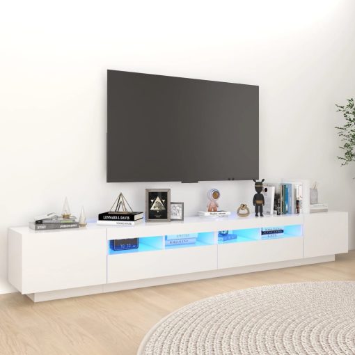 TV ormarić s LED svjetlima bijeli 260 x 35 x 40 cm